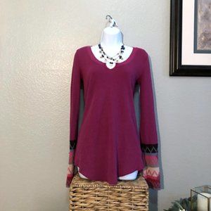 Free People crochet henley top size large